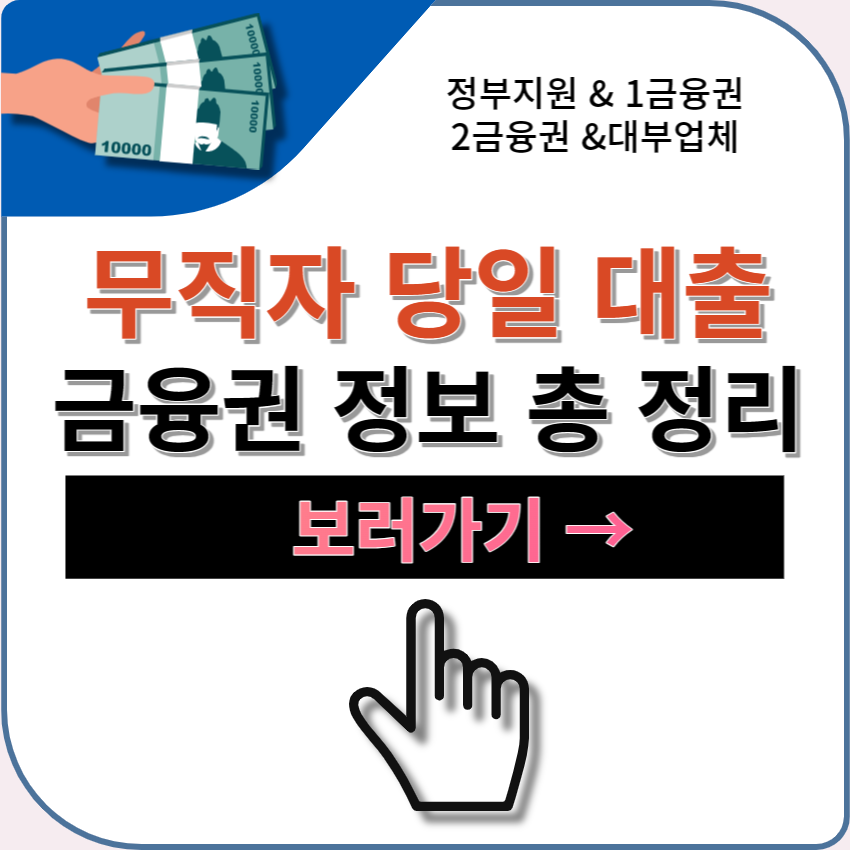 무직자 당일 대출 상품 총 정리 | 정부지원 | 1금융 | 2금융 | 대부업체